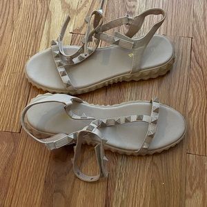 Nude Fashion nova studded sandals